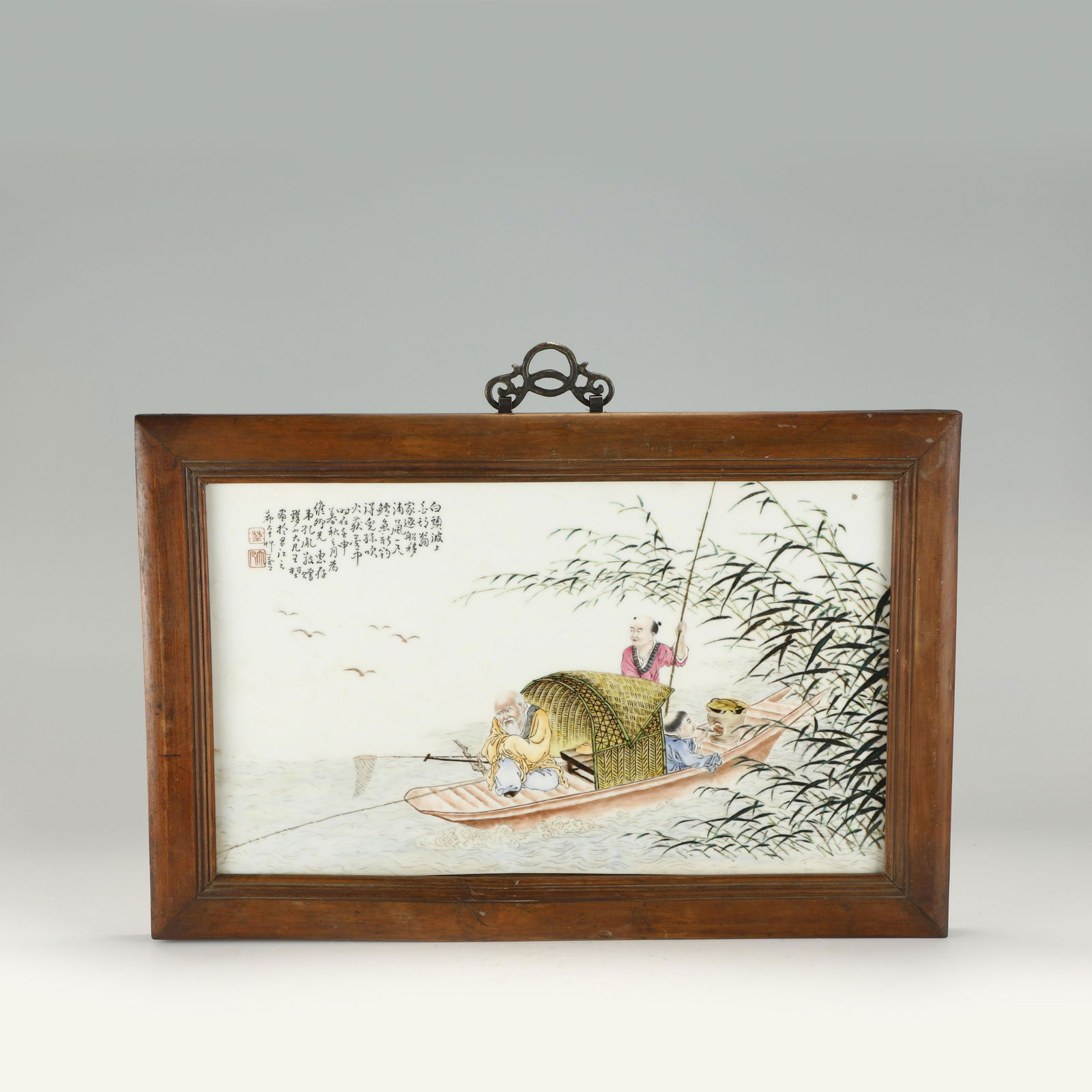 WANG DAFAN FAMILLE ROSE FRAMED PORCELAIN PLATE (1 of 10)