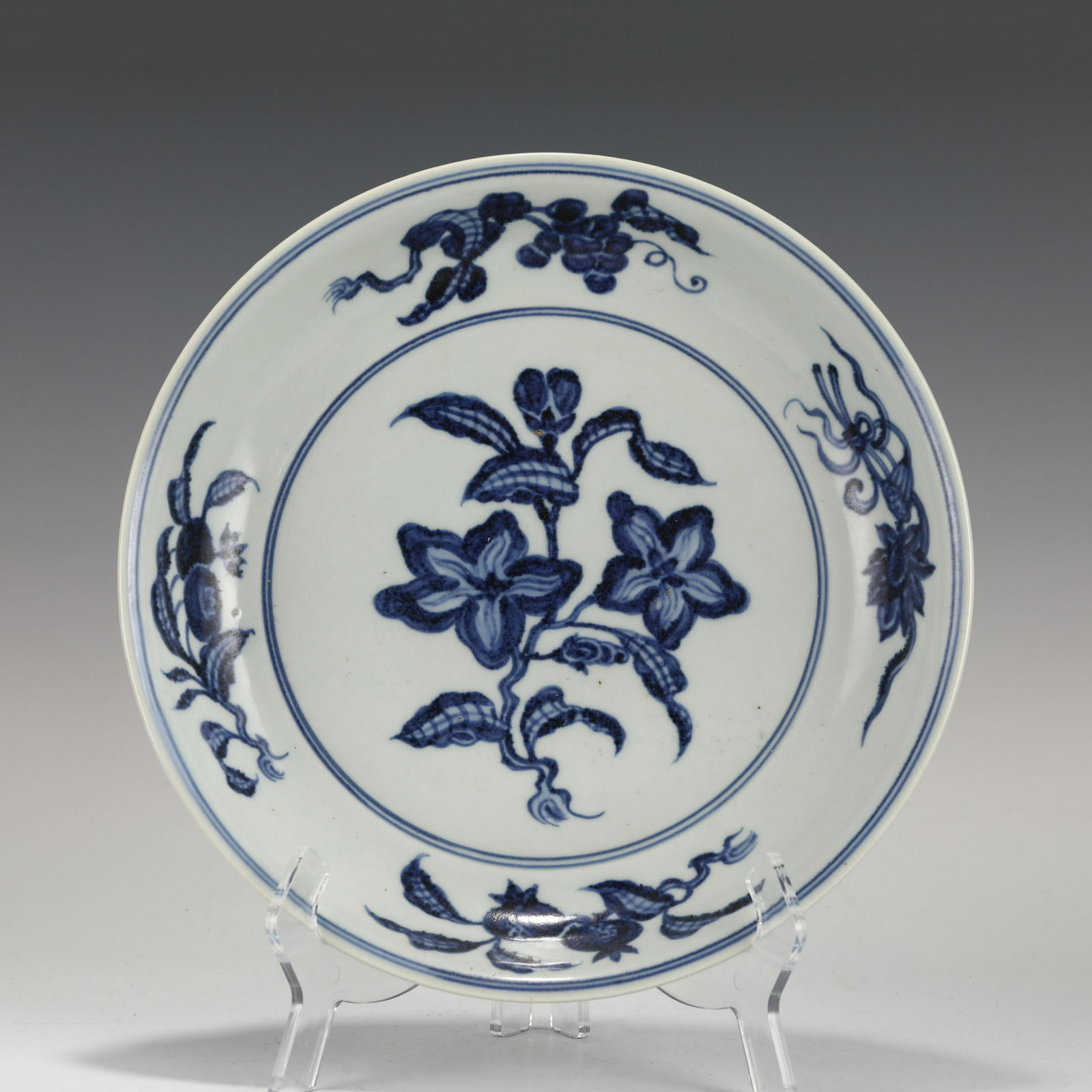 XUANDE BLUE & WHITE HIBISCUS PLATE (1 of 10)
