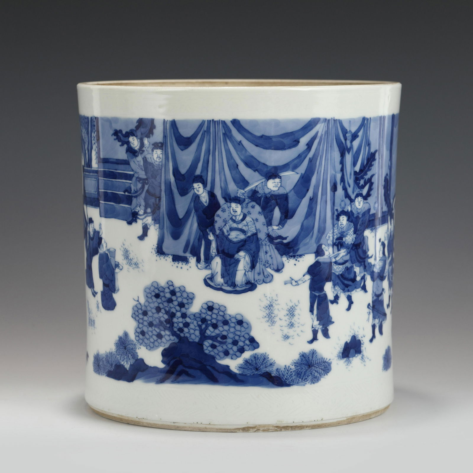 CHONGZHEN BLUE & WHITE BRUSH POT (1 of 10)