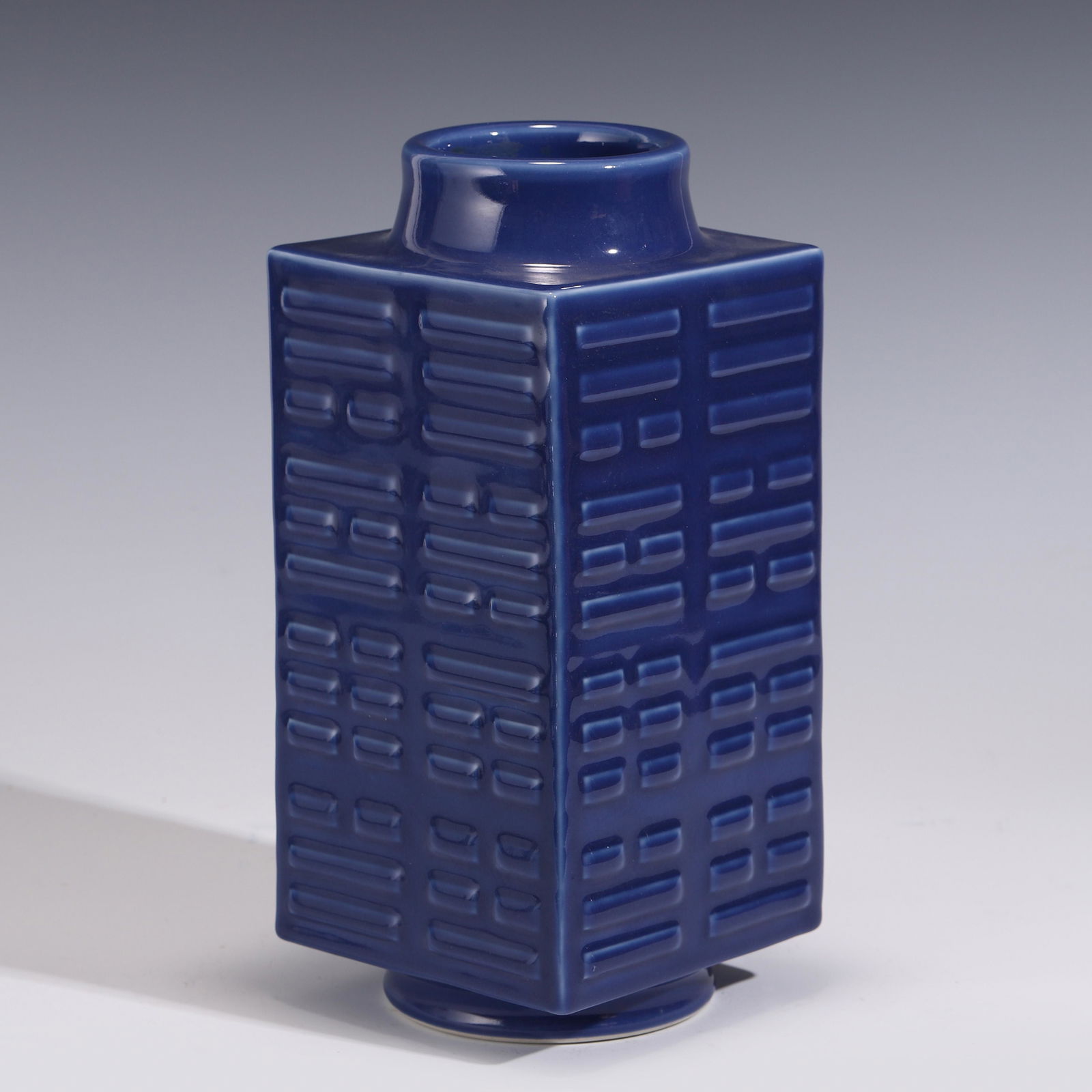 BLUE MONOCHROME GLAZED CONG VASE (1 of 7)
