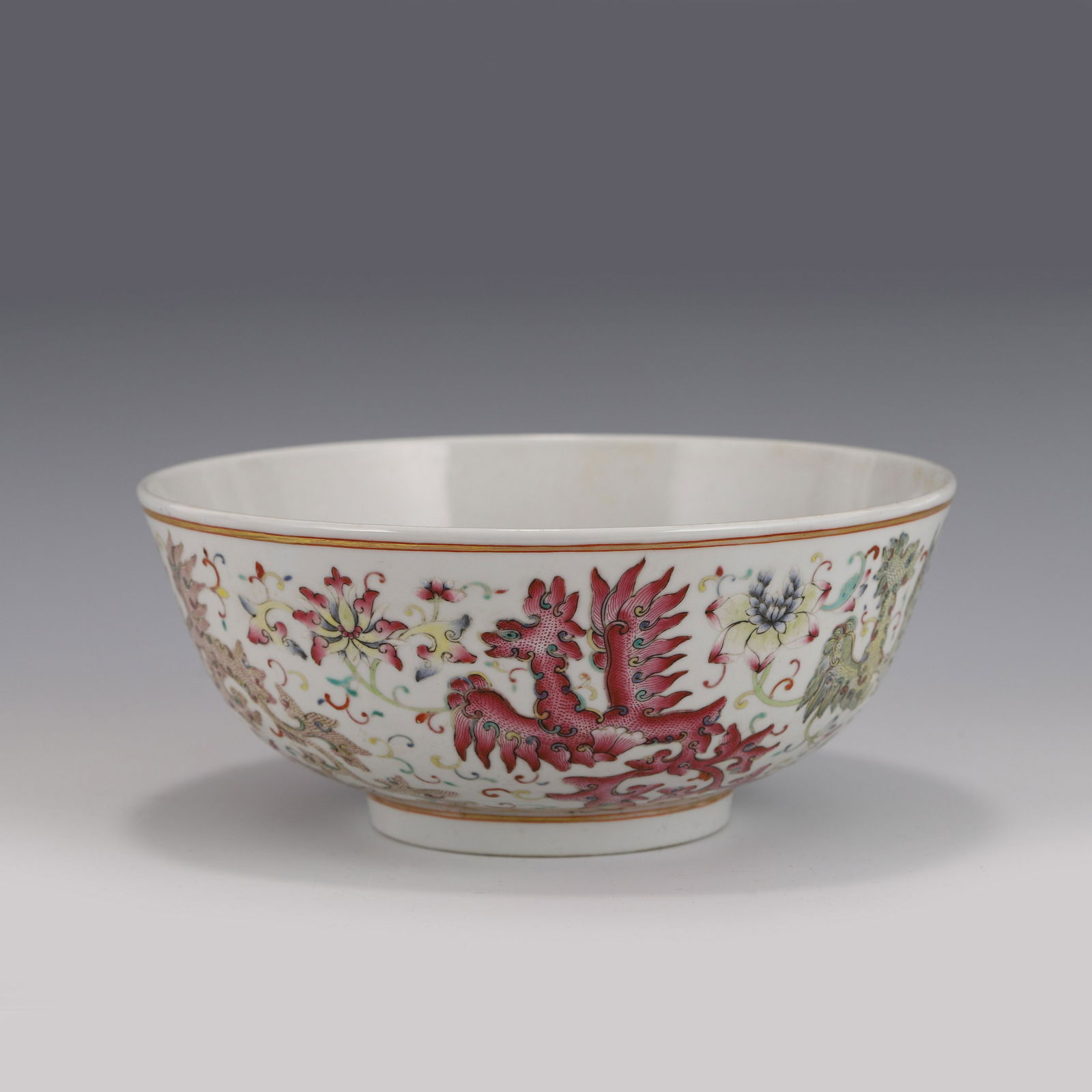 FAMILLE ROSE PHOENIX MOTIF PORCELAIN BOWL (1 of 9)