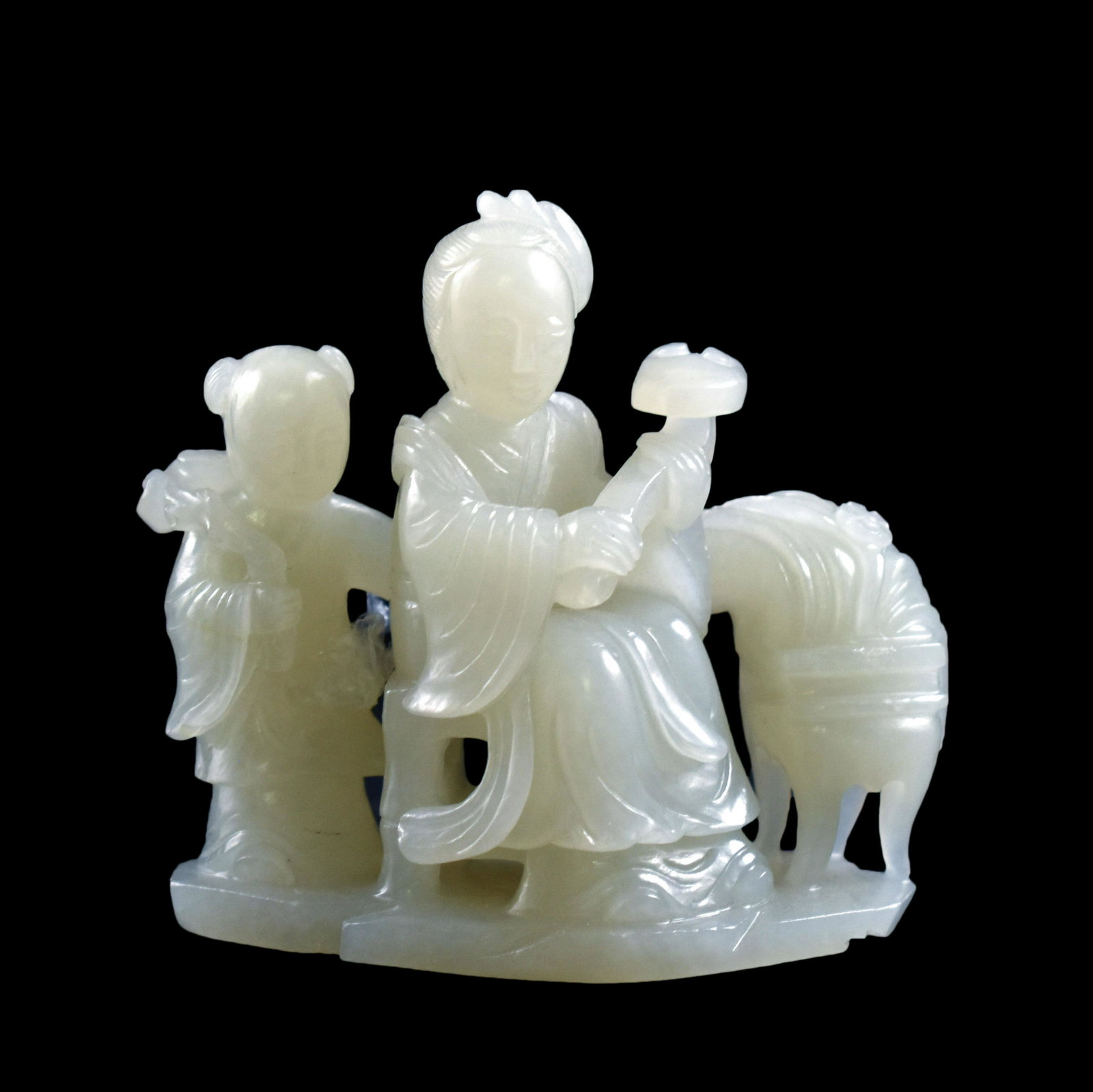 CARVED JADE IN SHAPE OF FIGURES HOLDING RUYI (1 of 4)