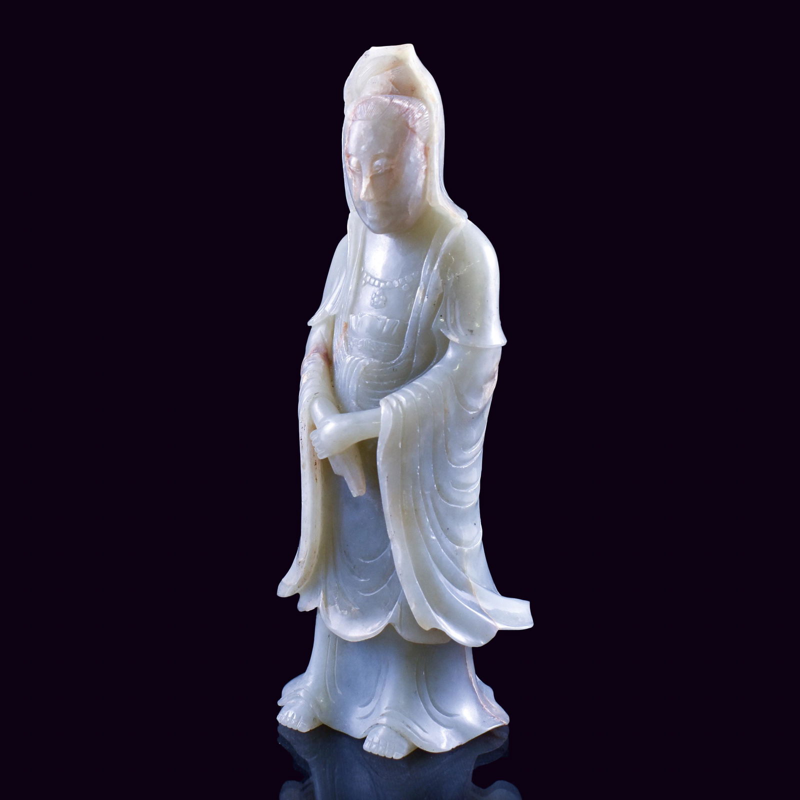 CHINESE JADE CARVED STANDING GUANYIN FIGURE (1 of 10)