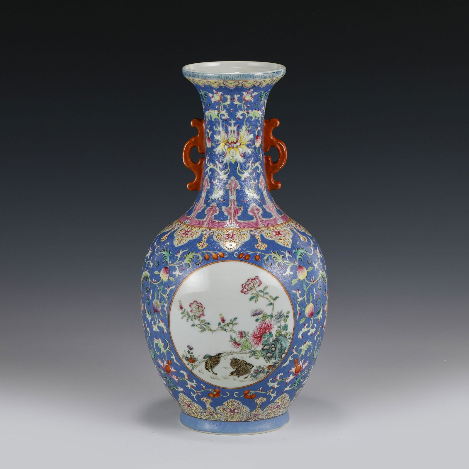 FAMILLE ROSE OPEN FACE AMPHORA VASE (1 of 7)