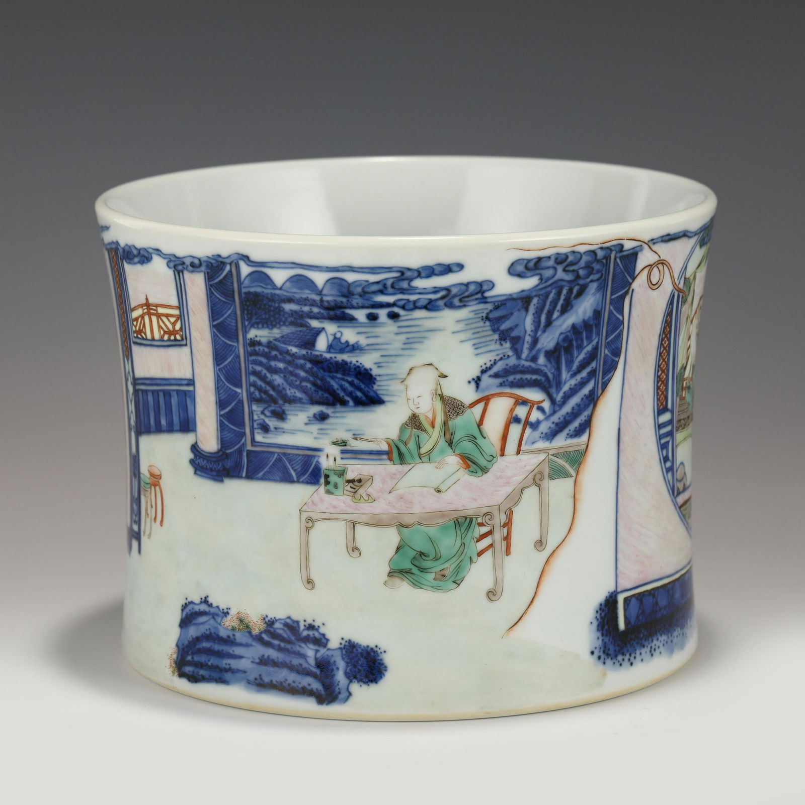 YONGZHENG FAMILLE ROSE SCHOLAR BRUSH POT (1 of 9)