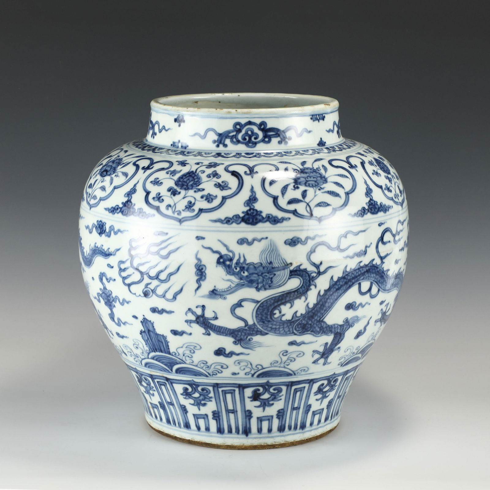 MING DYNASTY BLUE AND WHITE DRAGON JAR (1 of 10)