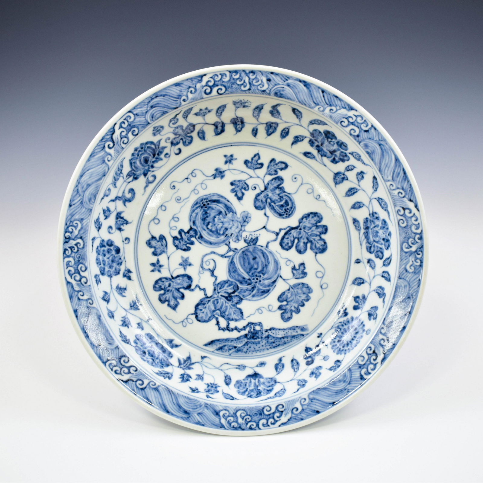 YONGLE BLUE & WHITE FRUIT ABUNDANT PLATE (1 of 5)