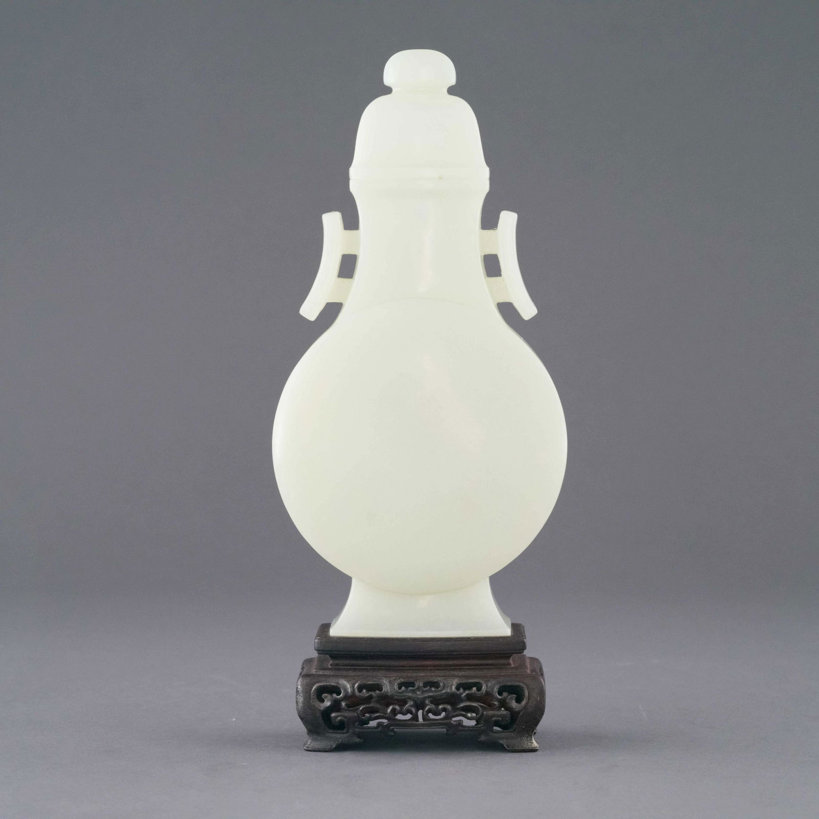 FINE CHINESE WHITE JADE COVERED URN ON STAND (1 of 5)