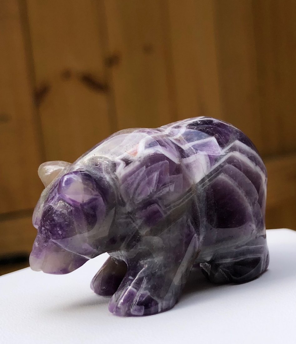 Chevron Amethyst Bear Carving (1 of 1)