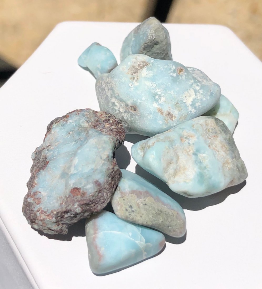 Larimar Rough Lot: Lot of small larimar rough pieces. Dominican Republic. Weight 30 grams.