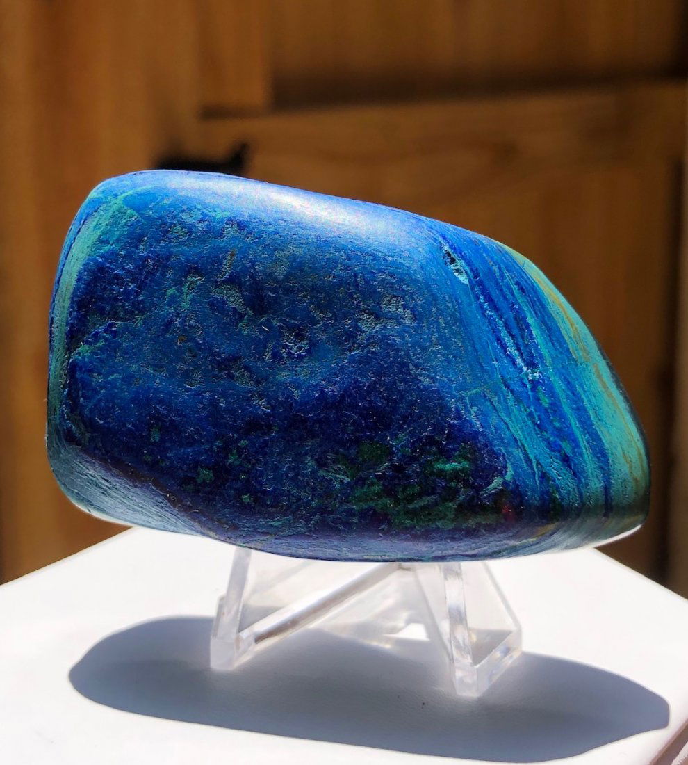 Large Azurite Tumble: Large polished azurite / malachite mix. 60mm X 35mm X 20mm 96.6 Grams.