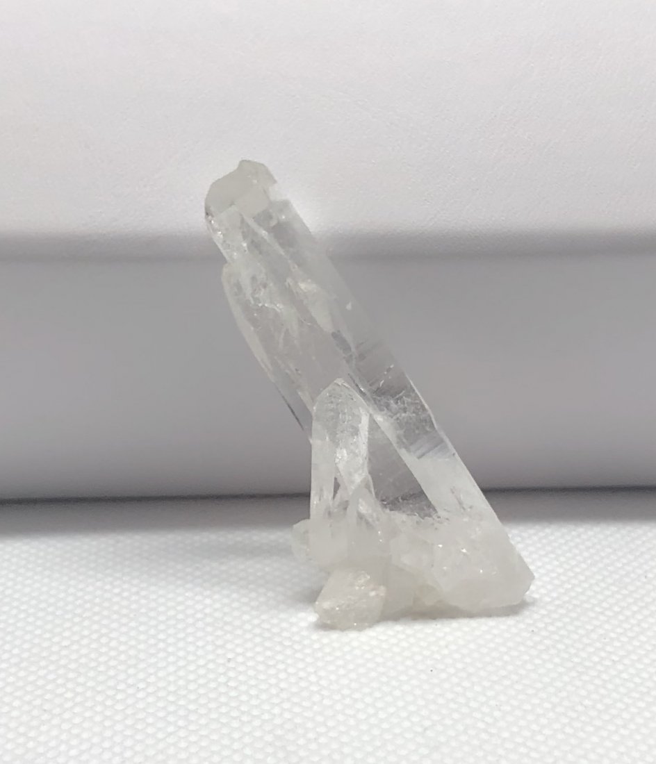 Himalayan Quartz Specimen: Well terminated double point with smaller point on side. Pakistan. Approx 2.25". AS ALWAYS WE OFFER IN-HOUSE SHIPPING VIA USPS FLAT RATE SHIPPING, NO EXTRAVAGANT SHIPPING FEES!