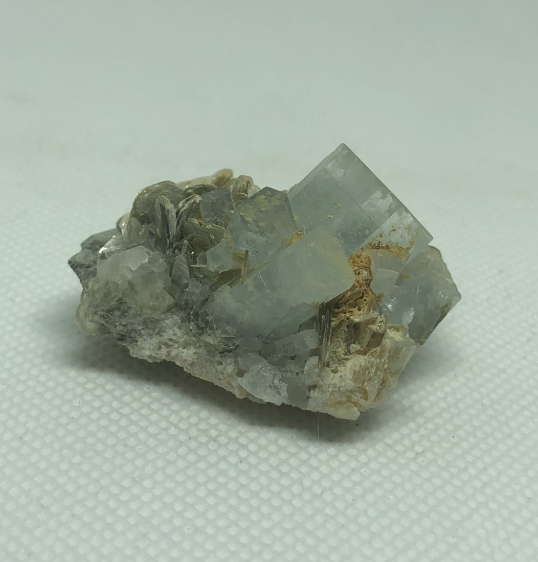 Aquamarine Specimen: Nice gemmy aquamarine crystal on matrix with additonal crystals. Gilgit, Pakistan. Approx 1.5" x 1". AS ALWAYS WE OFFER IN-HOUSE SHIPPING VIA USPS FLAT RATE SHIPPING, NO EXTRAVAGANT SHIPPING FEES!