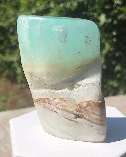 Caribbean Calcite Freeform: Very pretty caribbean calcite freeform. These are very popular right now with the ocean look. 2.75" x 1.75".