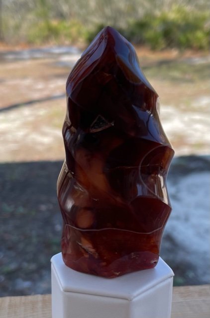 Carnelian Flame: VERY VERY NICE PIECE IN PERSON. Carnelian flame. 110mm.