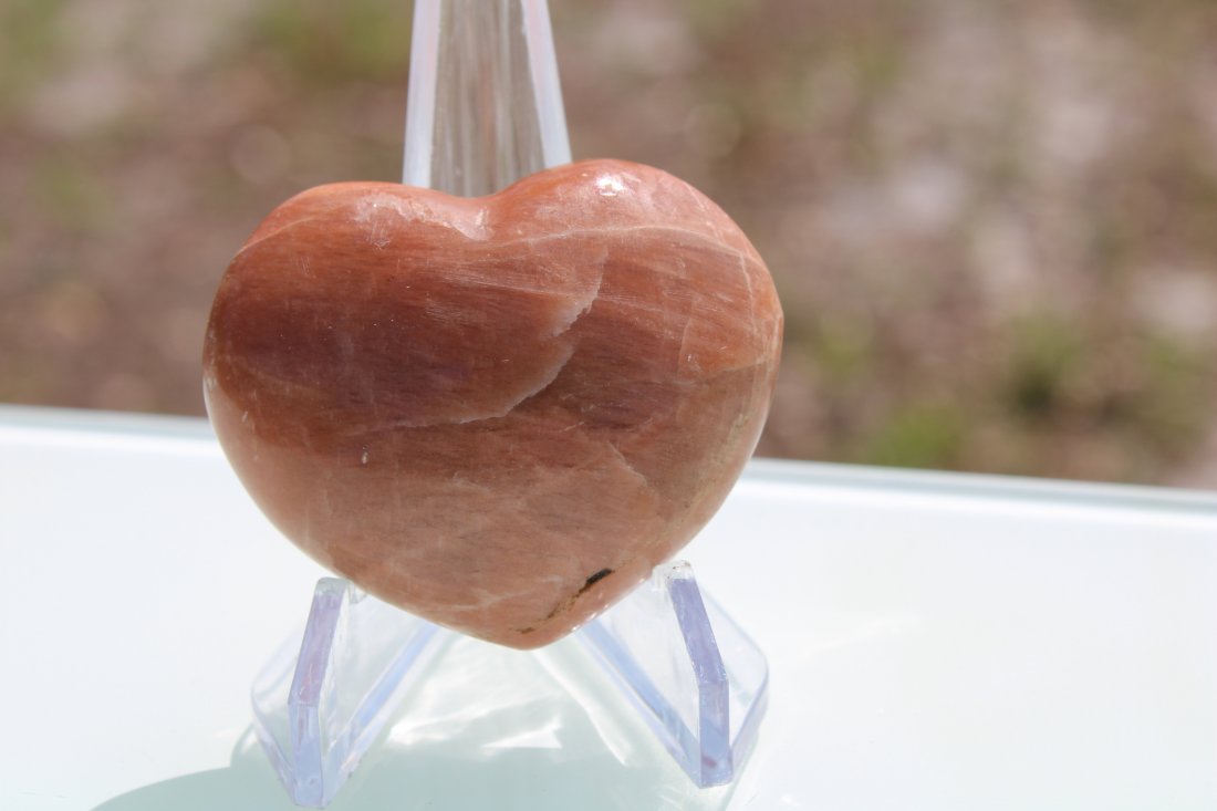 Peach Moonstone Heart: Nice peach moonstone heart. Approximately 55mm x 45mm.