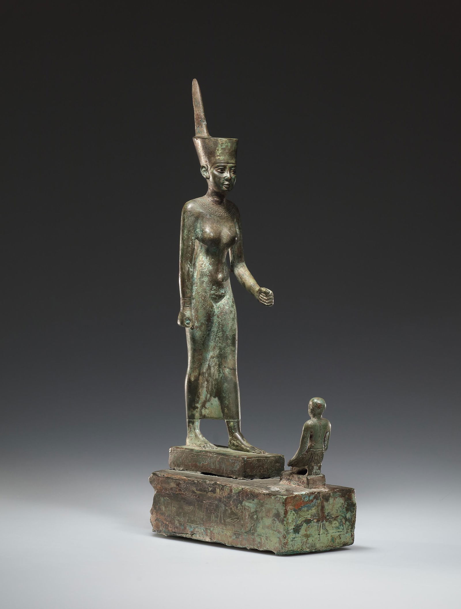 Statuette of the Goddess Neith with Kneeling Adorant (1 of 4)
