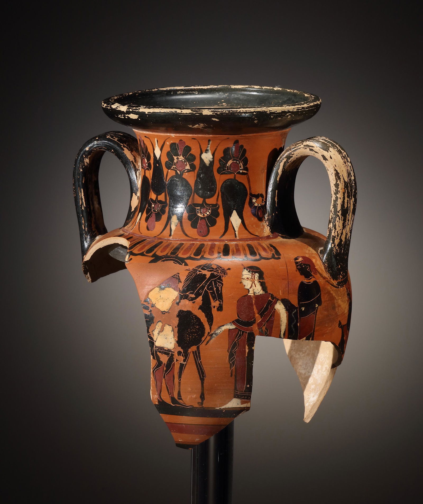 Upper Part of a Black Figure Amphora with Scenes of Farewell and Welcome (1 of 2)