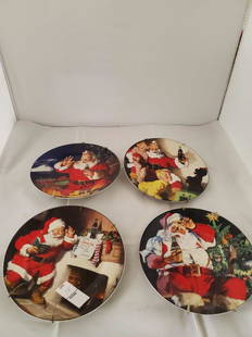 4 Coca Cola Santa Plates: Coke Plates