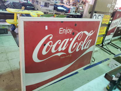 Coca Cola Framed Sign: 46" x 68" Sign