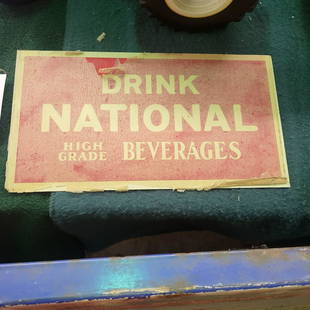 NEW OLD STOCK DRINK NATIONAL BEVERAGES SIGN: 12" X 65"