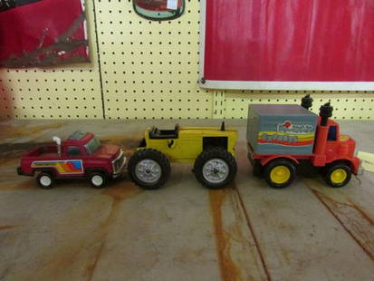 Toy Trucks And Tractor Lot of 3: Toy Trucks And Tractor Lot of 3