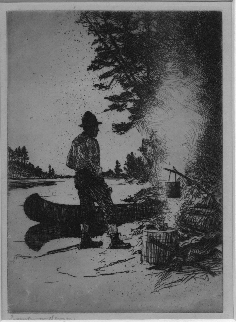 Frank W. Benson, Supper, 1920: Supper. Benson, Frank W. - American (1862 - 1951). Etching, 1920, One known state. Signed in pencil. 6 13/16 x 5 7/8. Artist Biography: Frank Weston Benson, frequently referred to as Frank W. Benson,