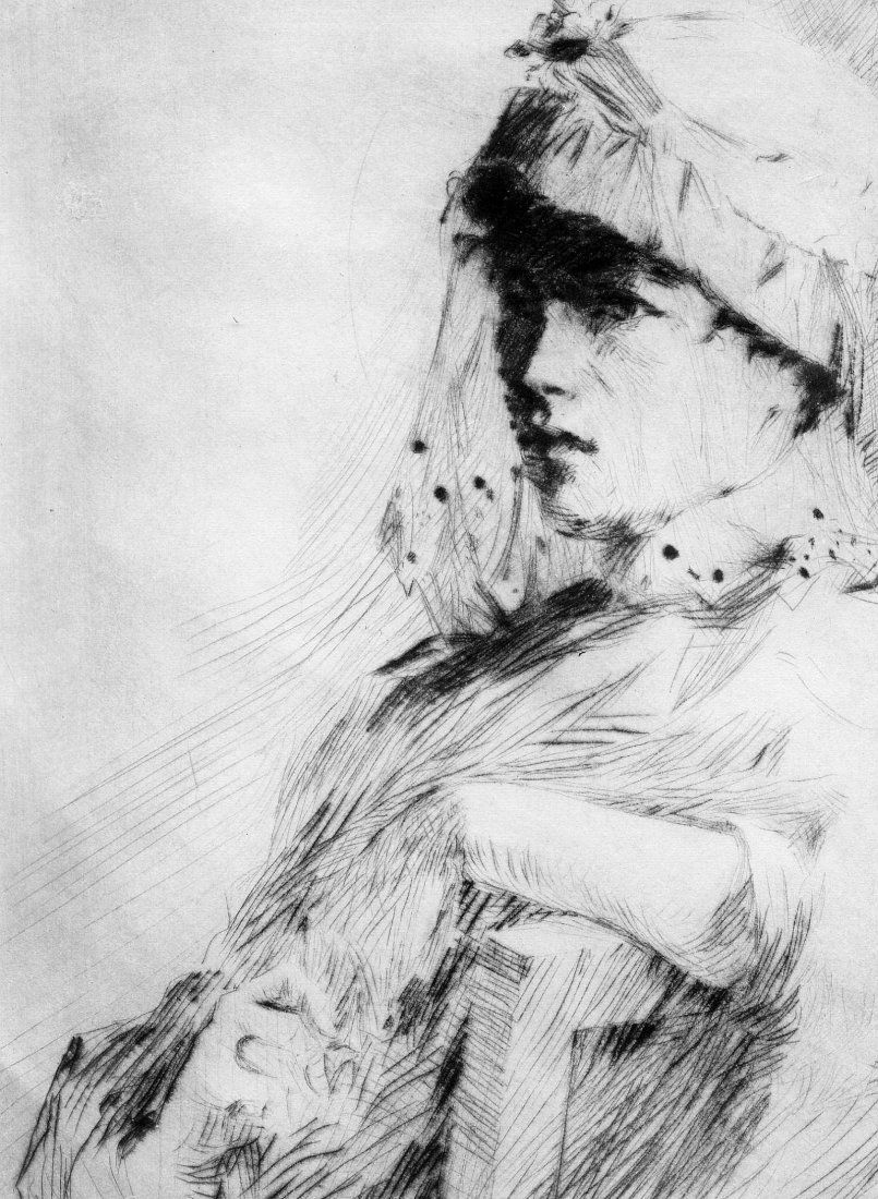 Frank W. Benson, Nan, 1915: Nan. Benson, Frank W. - American (1862 - 1951). Drypoint, 1915, Paff 43, A brilliant impression of this early portrait. Signed, titled, & editioned in pencil. 9 7/8 x 8. Artist Biography: Frank Weston