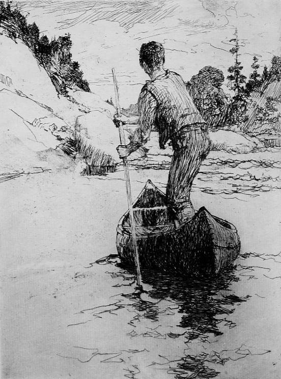 Frank W. Benson, Canoeman, 1919: Canoeman. Benson, Frank W. - American (1862 - 1951). Etching, 1919, Paff 161, edition of 150. Signed in pencil. 7 7/8 x 6. Artist Biography: Frank Weston Benson, frequently referred to as Frank W. Ben