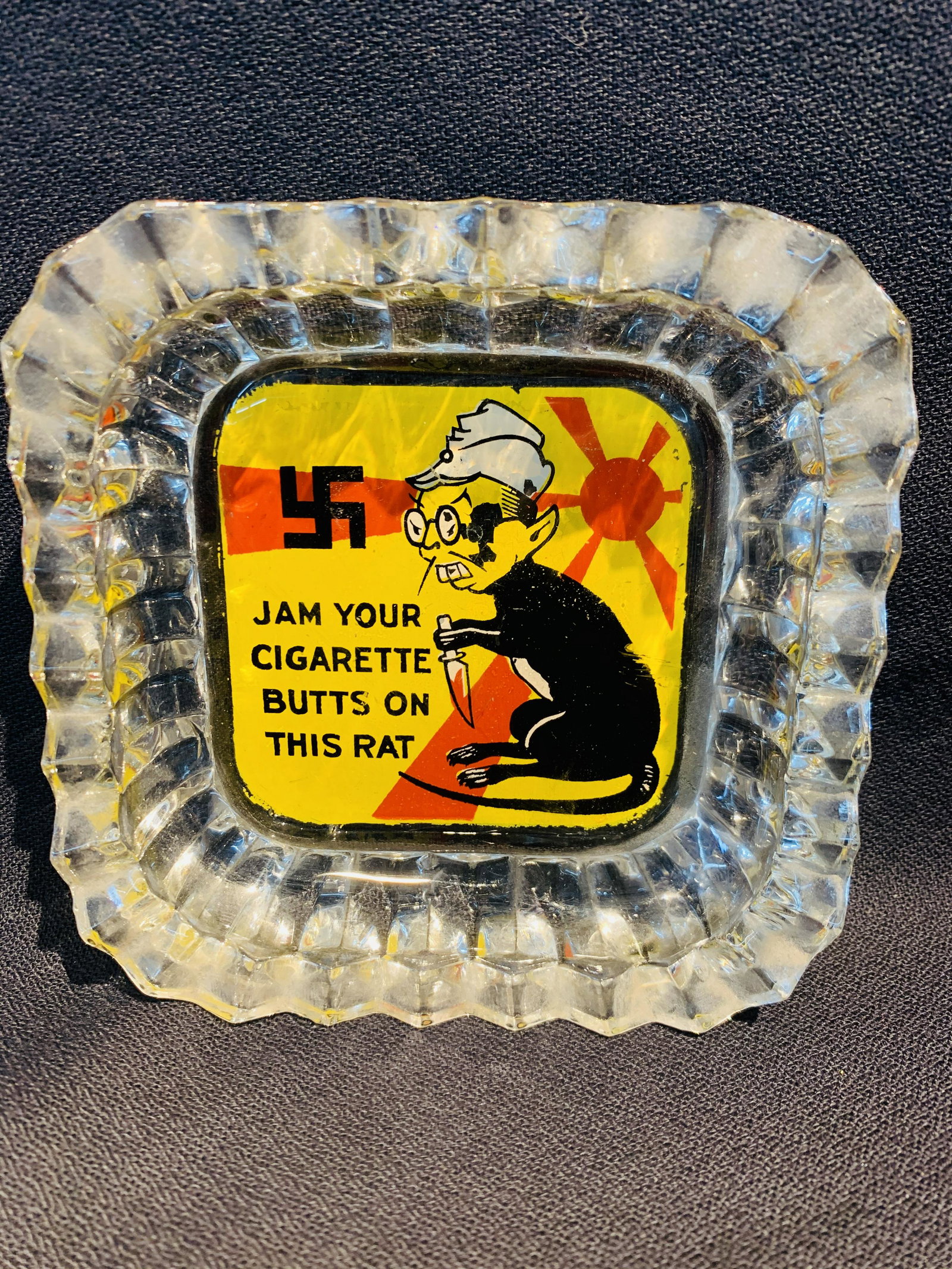 Jam your Cigarette Butts on this Rat ashtray WWII: Jam your Cigarette Butts on this Rat ashtray WWII