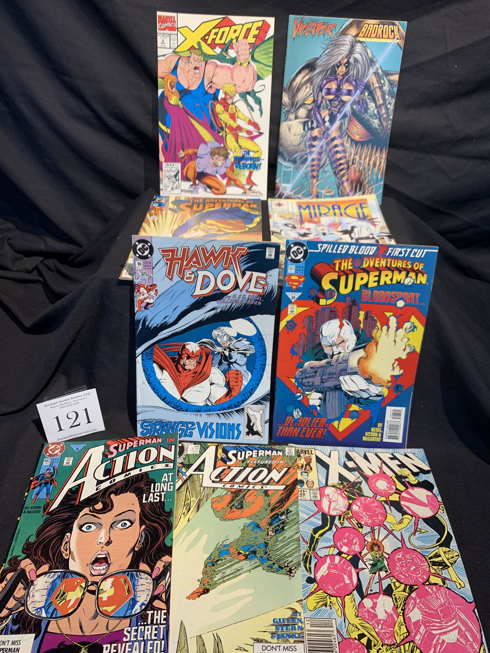group of NINE vintage comic books very good condition: group of NINE vintage comic books very good condition X-Men Superman X Force Hawk & Dove