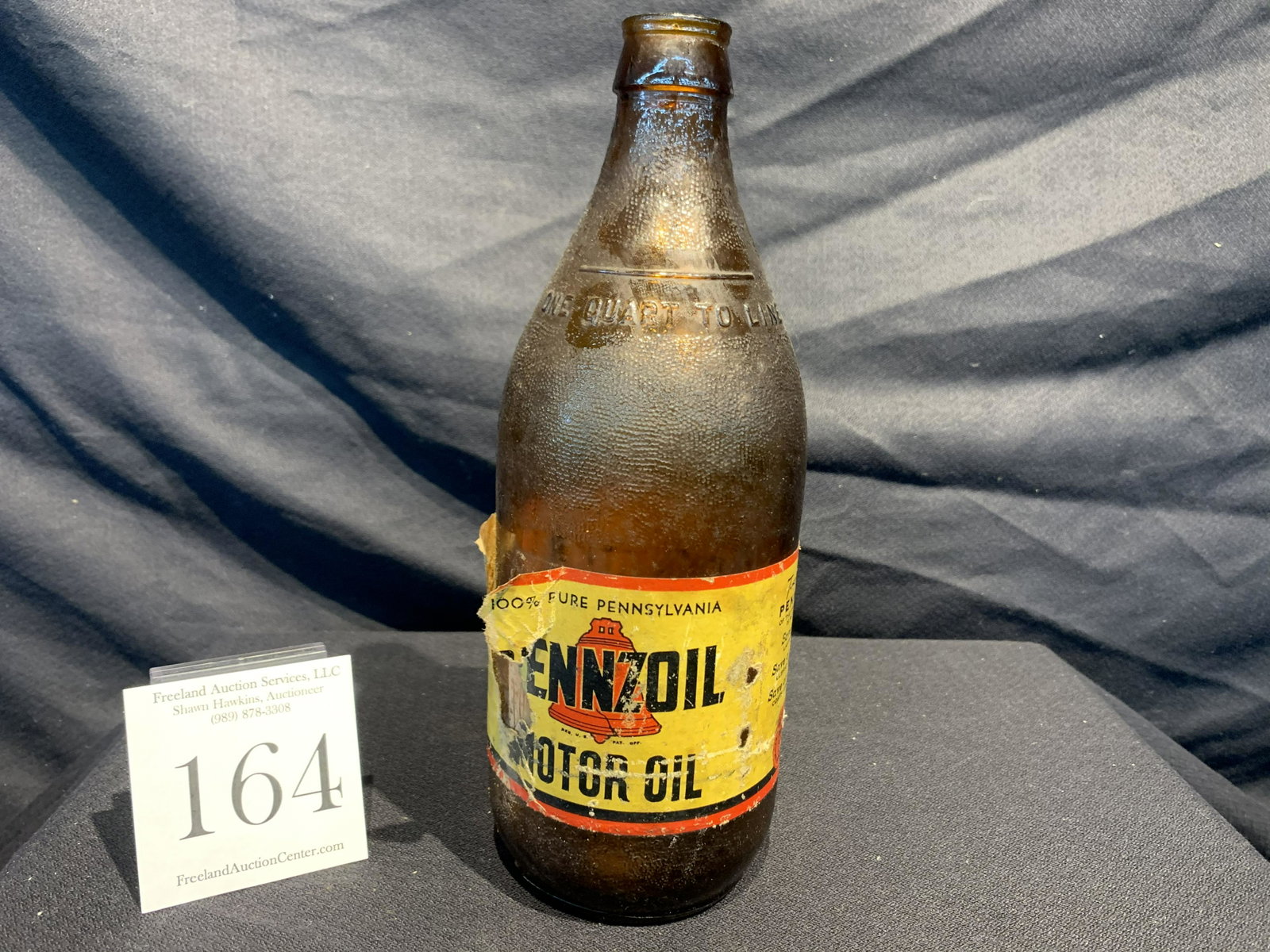 one quart ANTIQUE Pennzoil original brown Oil Bottle: one quart ANTIQUE Pennzoil original brown Oil Bottle