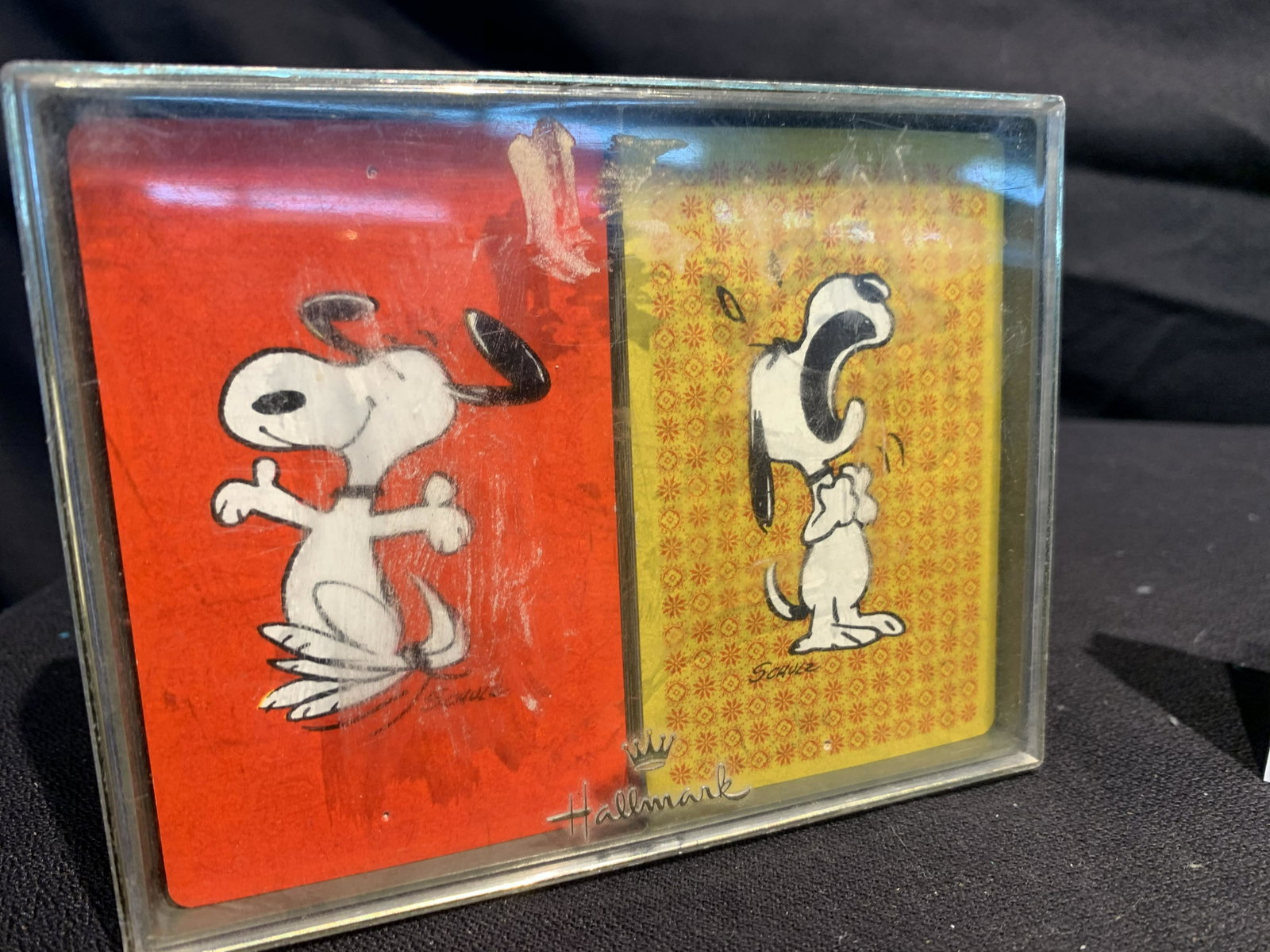 complete set 1960s SNOOPY PLAYING CARDS in art deco: complete set 1960s SNOOPY PLAYING CARDS in art deco plastic case
