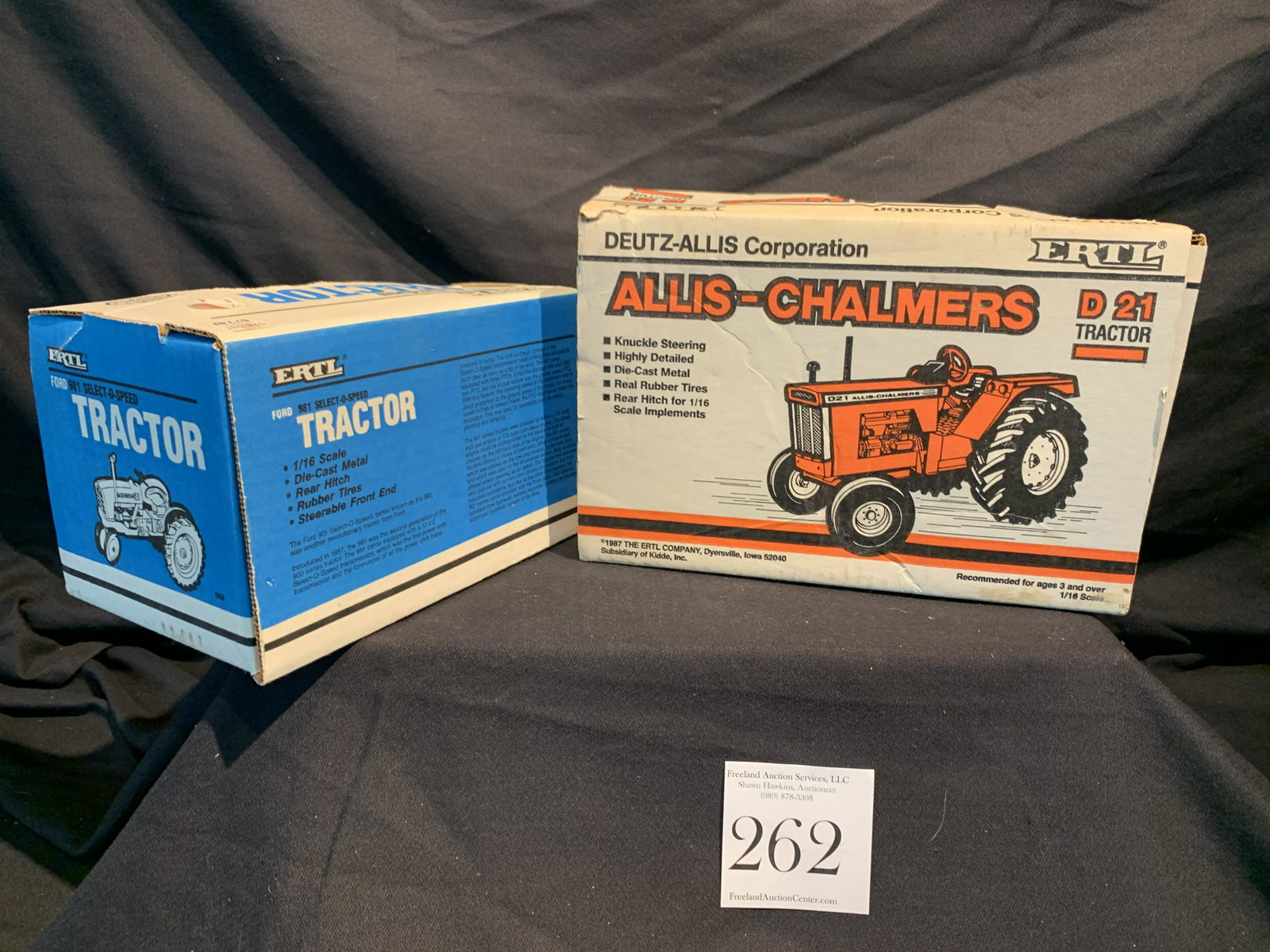 pair of ERTL Allis Chalmers D21 Tractor and Ford: pair of ERTL Allis Chalmers D21 Tractor and Ford Tractor Farm Toy Box Only