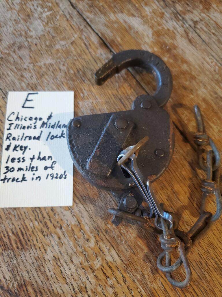 very RARE brass Chicago & Illinois Midland Railroad: very RARE brass Chicago & Illinois Midland Railroad Lock & Key less than 30 miles of TRACK in 1920s