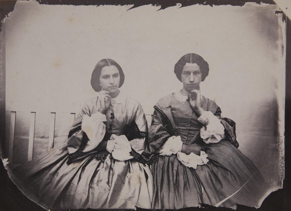 PAUL THIVIER Salt print 2 women pose France 1852 (1 of 2)