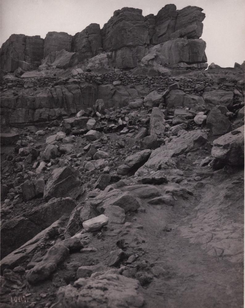 A C VROMAN Platinum Tewa Trail & Sheep HOPI 1900: ADAM CLARK VROMAN No. 1007 Pueblo of Tewa (The Trail) [Hopi] 1900 Platinum Print 8.2x6.5 on 8.25x6.3 in. paper ASG# AVI/038 Title in Vroman's hand margin below print 2/2 of title trimmed off Sheep gra