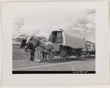 8 JOHN VACHON VINTAGE OWI FSA photographs: 8 Gelatin Silver prints each app. 3x4" on 4x5" paper with OWI negative number in each print 7 in Montana 1 in Missouri. Classic Montana views of herding, shepherds, portraits 1. JOHN VACHON Sheep Wago