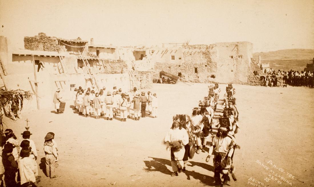 3 LAGUNA PUEBLO NM INDIAN DANCES & CHILDREN 1880S: 1. W. HENRY BROWN Pah-Co-Tse Dance at Laguna A&P Ry 25, ca. 1885, 5x8" Albumen Print Boudoir Card. ASG# HB/1142 2. J. L. CLINTON Indian Dance No 1773 [Laguna Pueblo NM], ca. 1890, 5x8" Albumen Print B