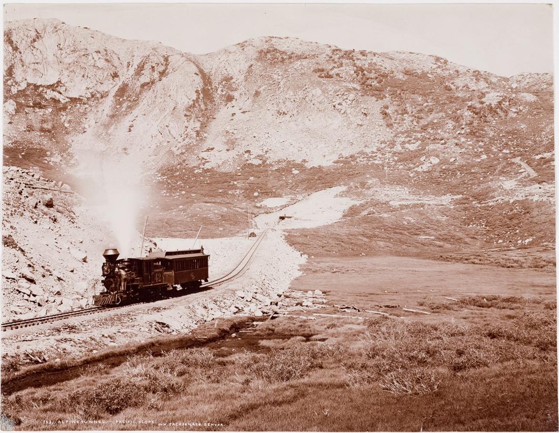 WILLIAM HENRY JACKSON TRAIN ALPINE TUNNEL 1885: WILLIAM HENRY JACKSON 153. Alpine Tunnel, Pacific Slope, S/H. Jackson Denver, 9.8x12.7" Collodion Silver print, Detroit Photographic Co. printed ca.1905. ASG# WHJ/3144 From the Ronzio Collection (famo
