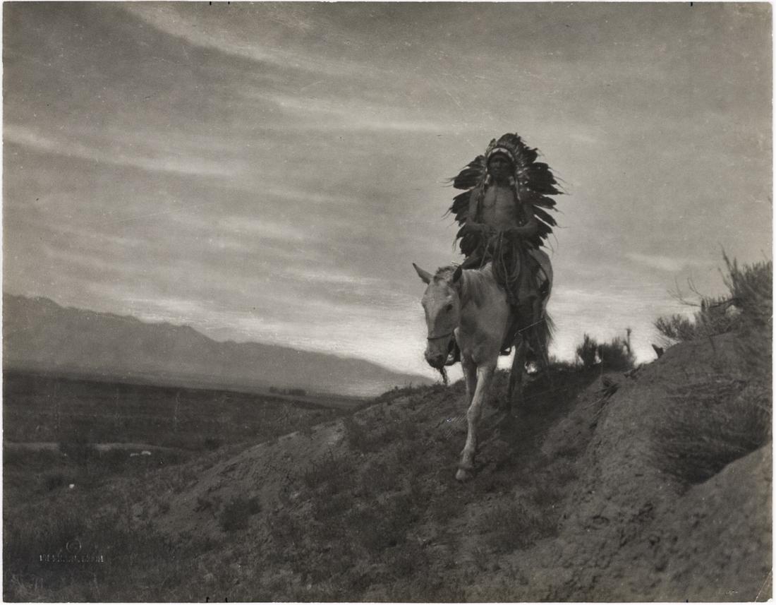 CARL MOON The Warrior's Return Taos ca. 1908: CARL [KARL] MOON The Warrior's Return, ca. 1908, 8x10" Gelatin Silver Print. Verso has notes for editing and artists name and address. ASG# KMC/215 Carl [Karl] Moon (b. 1879, Wilmington, OH; d. 1948,