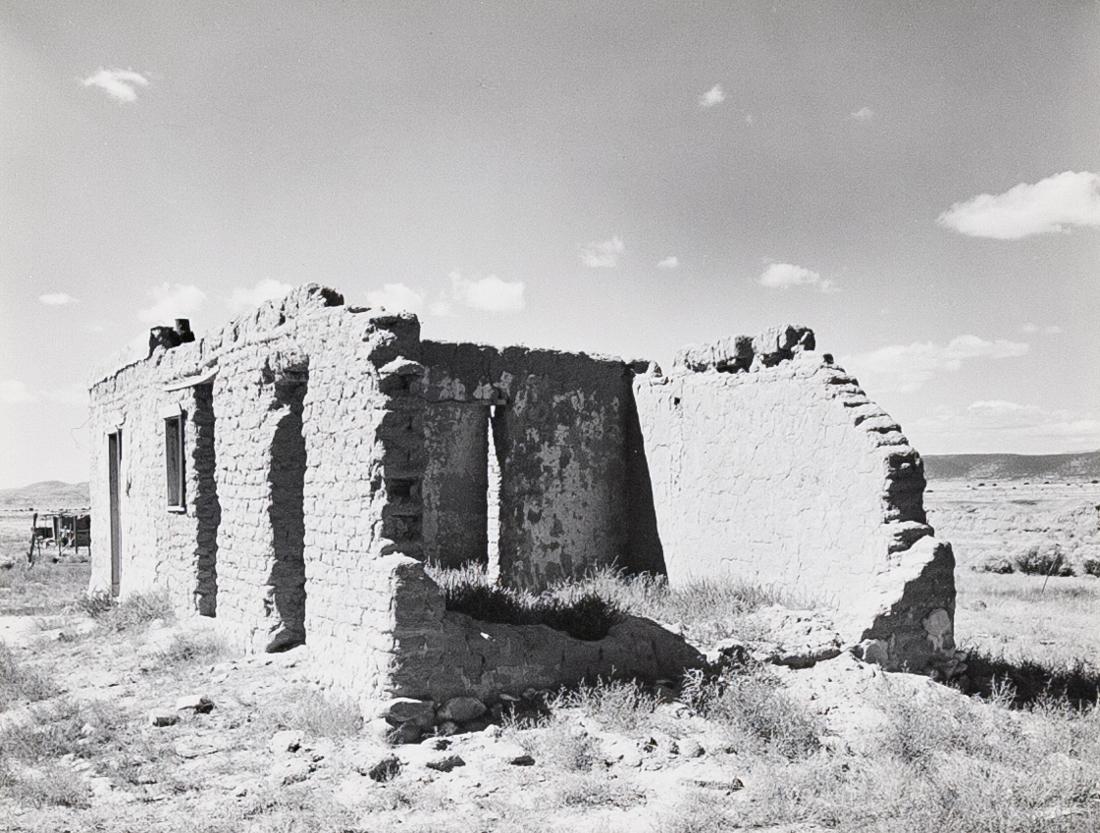 LAURA GILPIN Study of Adobe Ruins 1949: LAURA GILPIN [Abandoned Adobe House, New Mexico], 1949 7x9.1" Gelatin Silver Print on 14x11" off white board. Signed on mount below print lower right. ASG# LG/1561 Laura Gilpin made some of her greate