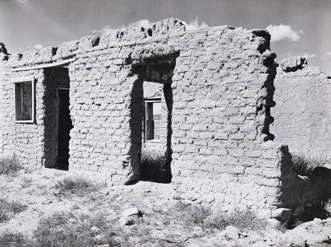 LAURA GILPIN Adobe Walls, Abstraction 1949: LAURA GILPIN [Views through Adobe Walls Abstraction New Mexico], 1949, 7x9.3" Gelatin Silver Print on 14x11" off-white board. Signed on mount below print lower right. ASG# LG/1561 This is a closer vie