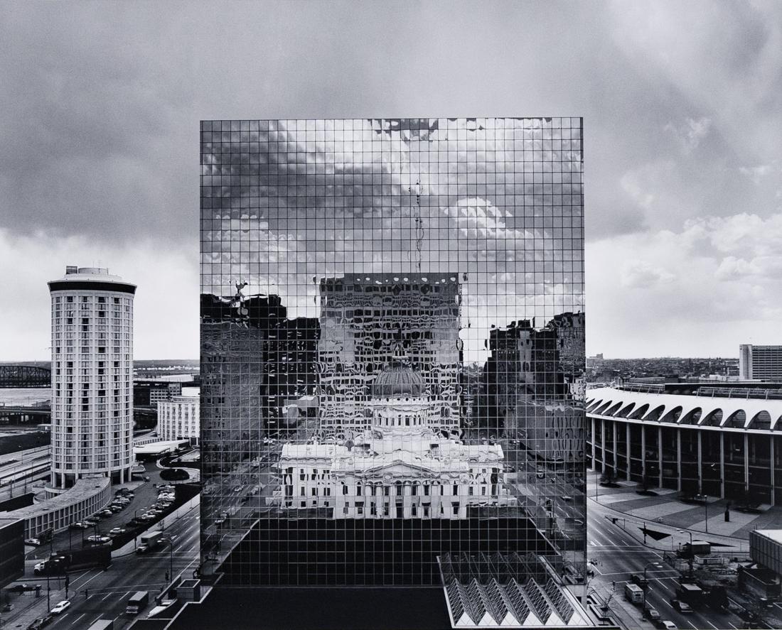 WILLIAM CLIFT Reflection St Louis Courthouse: WILLIAM CLIFT Reflection, Old St. Louis County Courthouse, St. Louis, Missouri, 1976, 13x16.25" Gelatin Silver Print mounted on 23x27" 2 ply white rag board. Printed ca. 1984. Signed on mount under pr