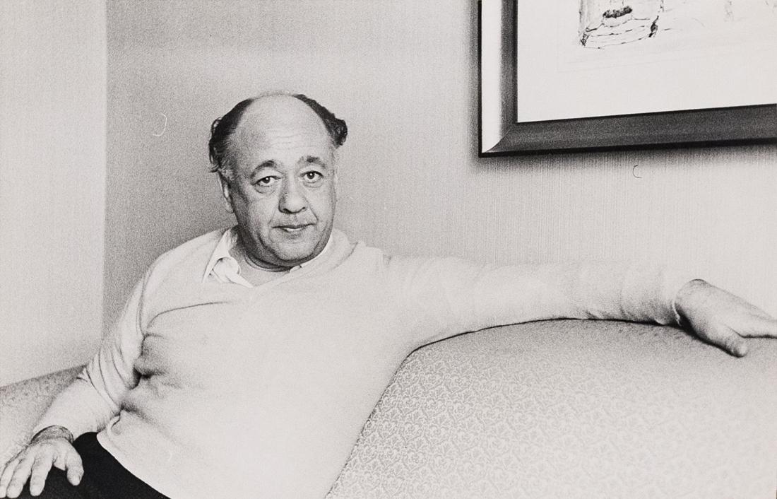 ROBERT FRANK Eugene Ionesco 1961: ROBERT FRANK Eugene Ionesco, 1961, 8.5x13.4" Gelatin Silver Print on 11x14" paper. Signed verso ink 'Frank' with various numbers in pencil verso. ASG# RFC/109 In 1961 Frank photographed the famous exi