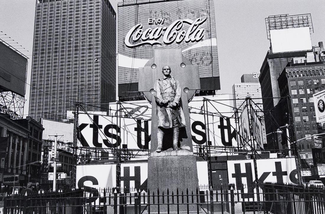 LEE FRIEDLANDER Father Duffy Times Square 1974 ICON: LEE FRIEDLANDER 158-5: New York City, 1974 8.5x13" Gelatin Silver Print on 14x17" paper. Printed ca. 2008. Signed with title and copyright stamp verso no date. ASG# LF/1221 This print is one of Friedl