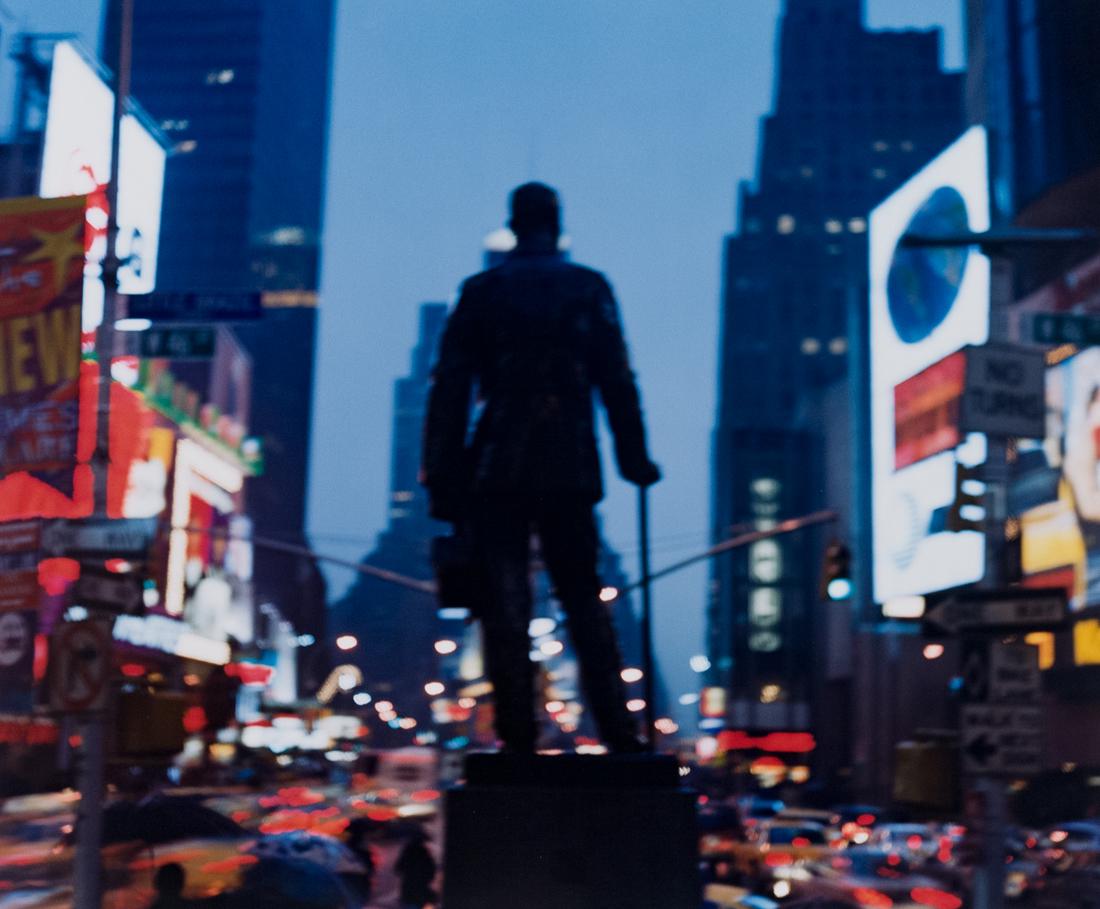 JACK PIERSON, George M. Cohan, statue, Times Square: JACK PIERSON George M. Cohan, statue, Times Square, 1997, 19.3x23.25" Kodak chromogenic print, A.P. 4/15. Alternate title inscribed on print verso: 'On Broadway'. Signed by artist on print verso. From