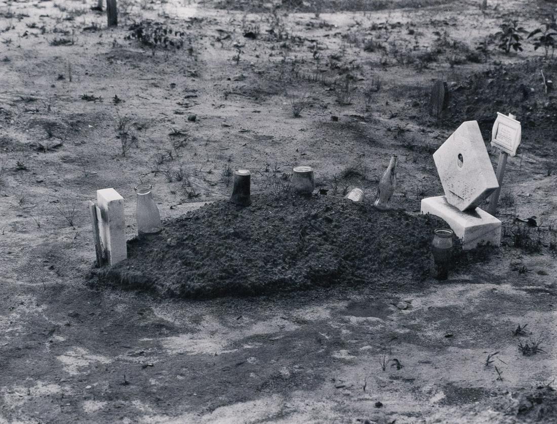 WALKER EVANS Famous Vew Alabama Grave Site 1936: EVANS WALKER, Child's Grave Site, Hale County, Alabama, 1936, 7.125x9.25" Gelatin silver print, Printed 1971, Signed in pencil on mount recto below right of print. Walker Evans FSA views of Alabama ar