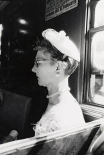 LOUIS STETTNER Woman on Subway NY 1950 vintage: LOUIS STETTNER, Woman on Subway, New York, c. 1950, 13.25x9" Gelatin silver print, Printed c. 1950. Stettner was one of the leading photographers of the Photo League, as exemplified by this subway