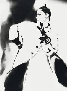 LILLIAN BASSMAN Lead Female Fashion Photographer: LILLIAN BASSMAN, Barbara Mullen, Harper's Bazaar, 18323, 14.375x11.125" Gelatin silver print, Printed 1992, Signed, titled, dated, and numbered 14/25 with print date and other annotations in pencil on